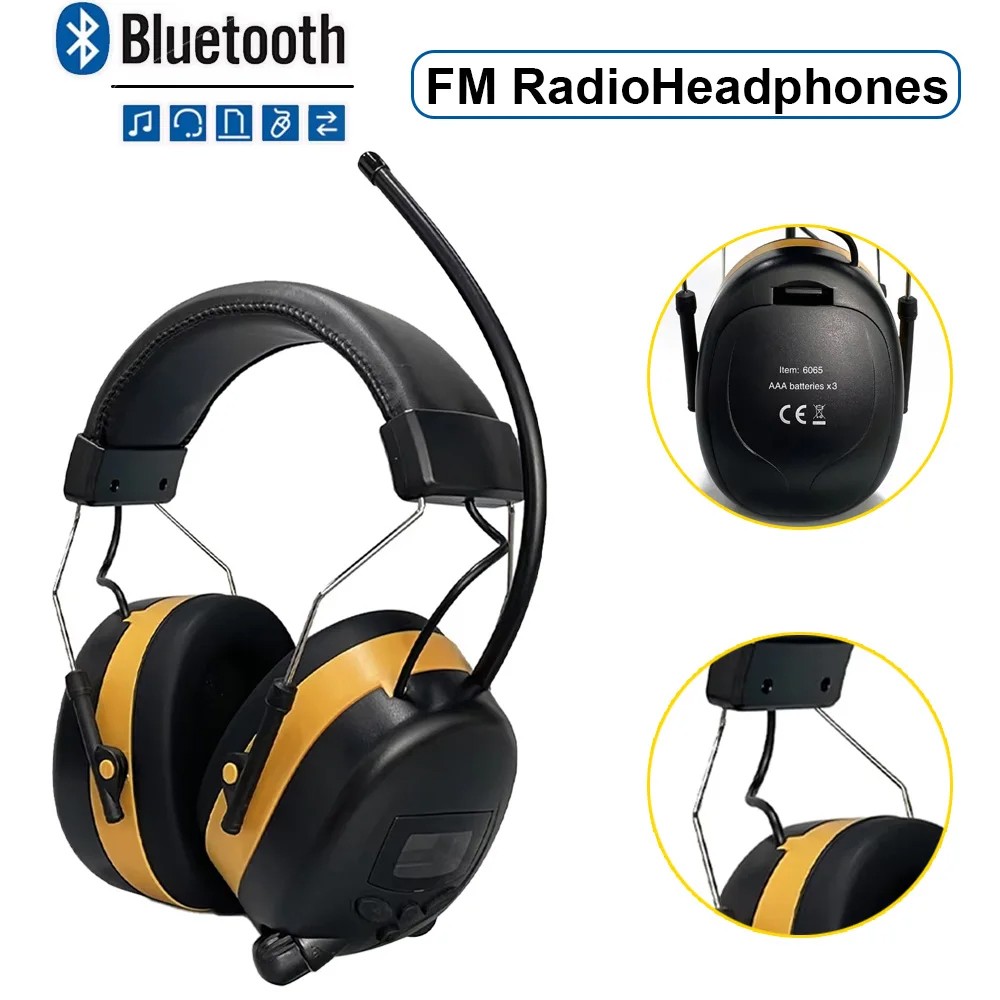 FM Radio Headphones with Digital Display, 30Db FM Hearing Protection Safety