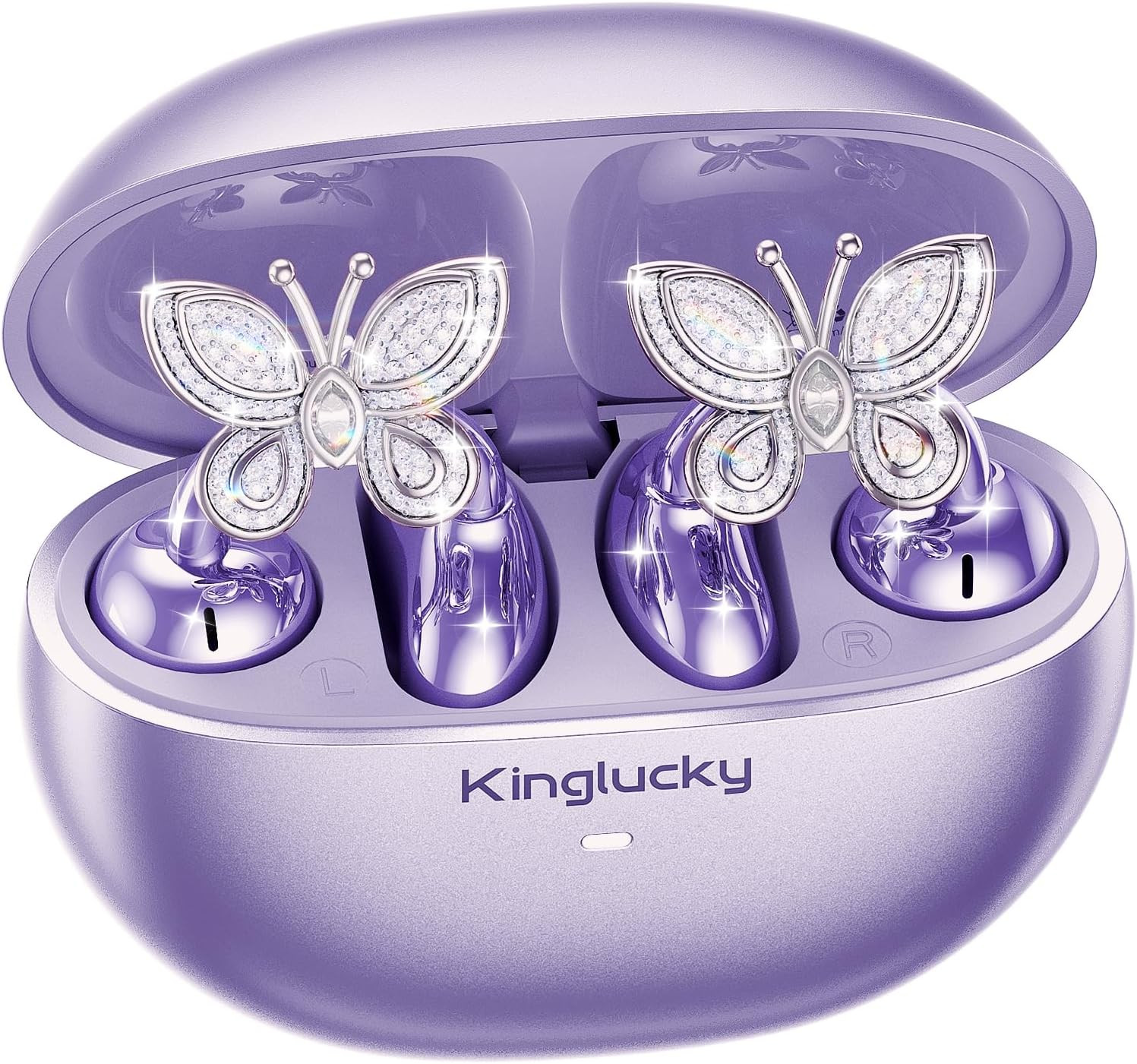 Clip-On Open Ear Earbuds with Detachable Butterfly Earrings, Bluetooth 6.0 Wirel