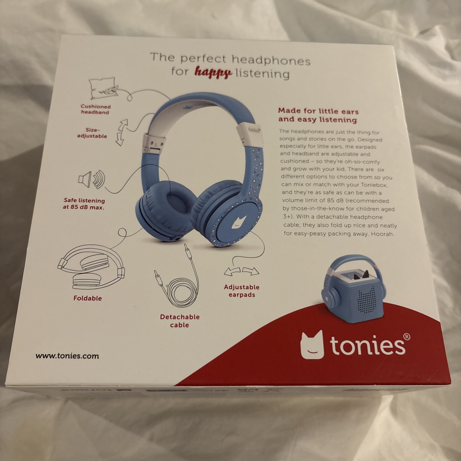 New sealed box Tonies Headphones Blue ages 3+ back to school safe listening