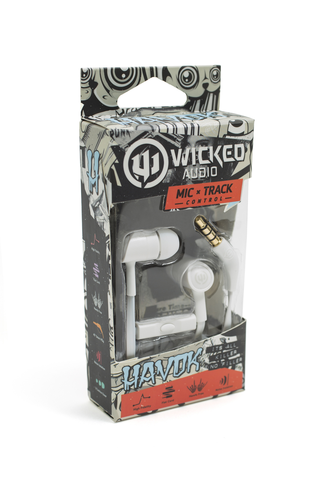 Wicked Audio Havok Noise Isolation Earbuds with Mic – Bone White