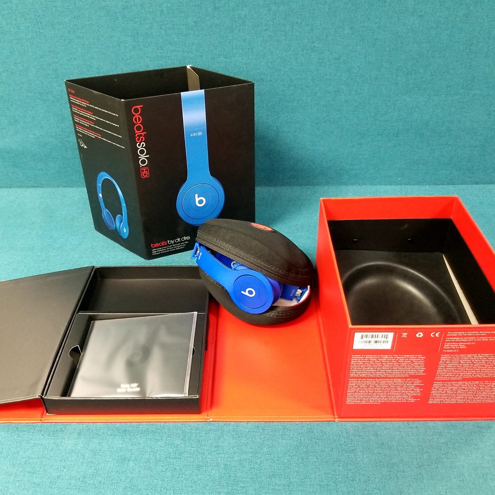 Beats by Dr. Dre Solo HD WIRED Blue Over-Ear Headphones TESTED & WORKING!