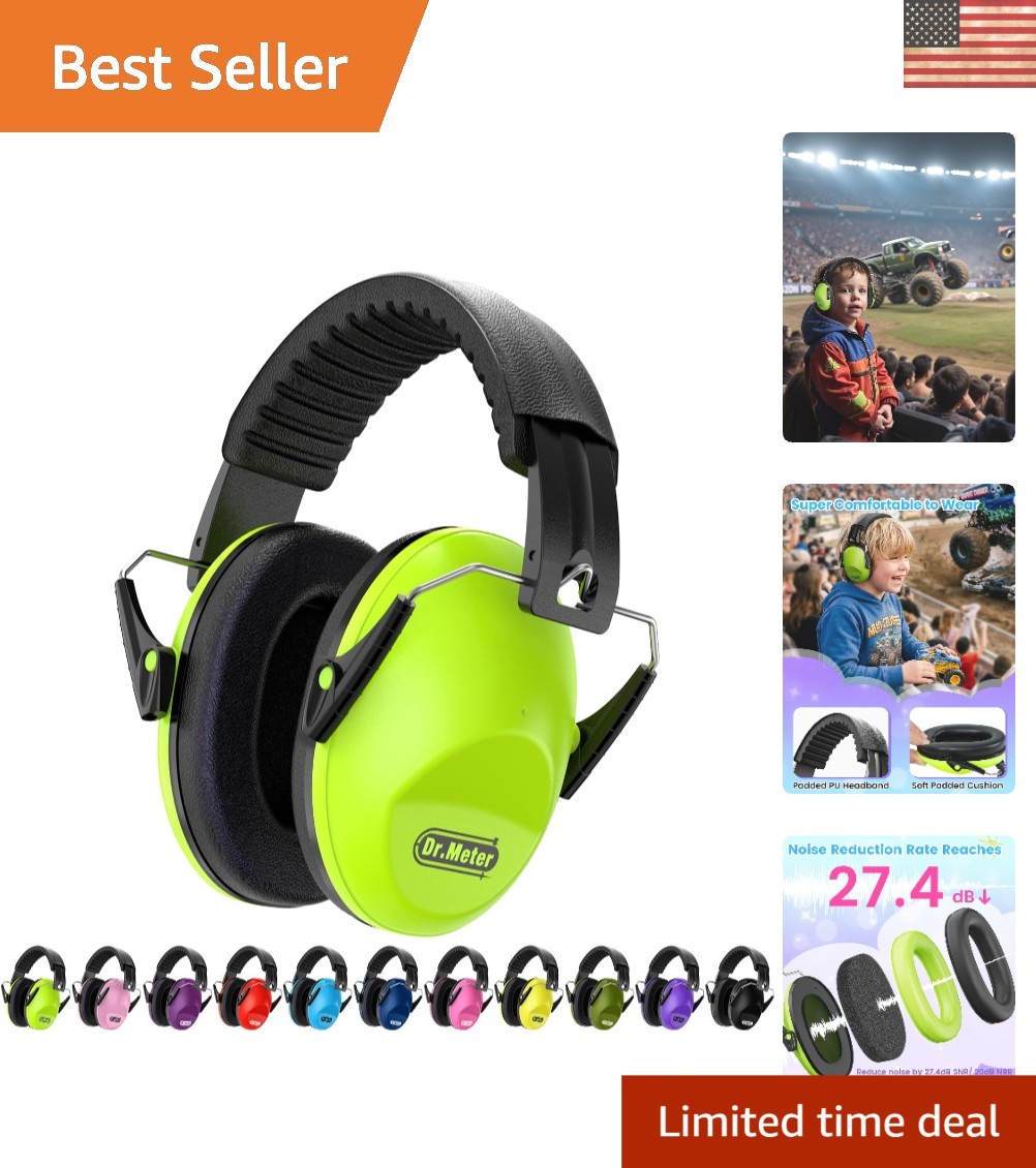 EM100 Noise Cancelling Ear Muffs for Kids & Adults – 27.4 dB Hearing Protection