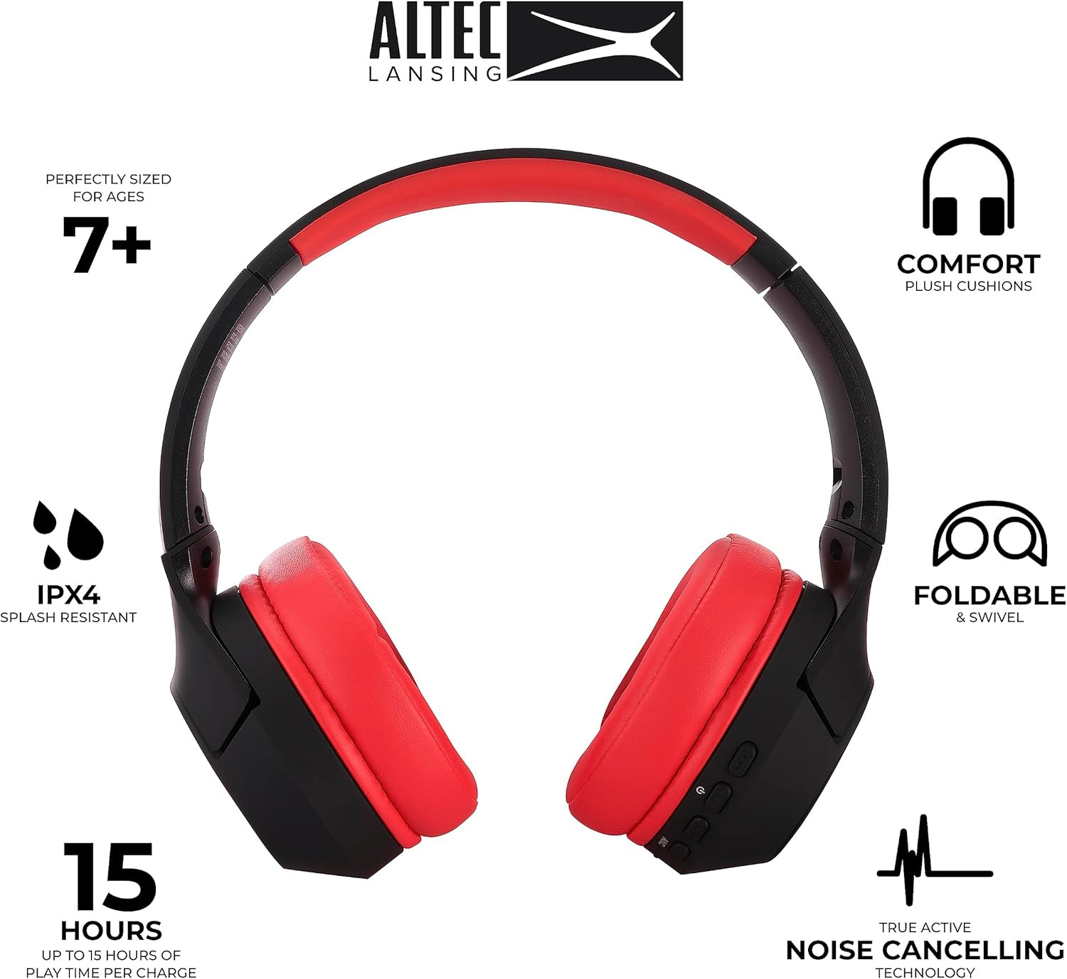 Kid Safe Noise Cancelling Wireless Headphones 15H Battery, 85Db Volume Limit, Fo