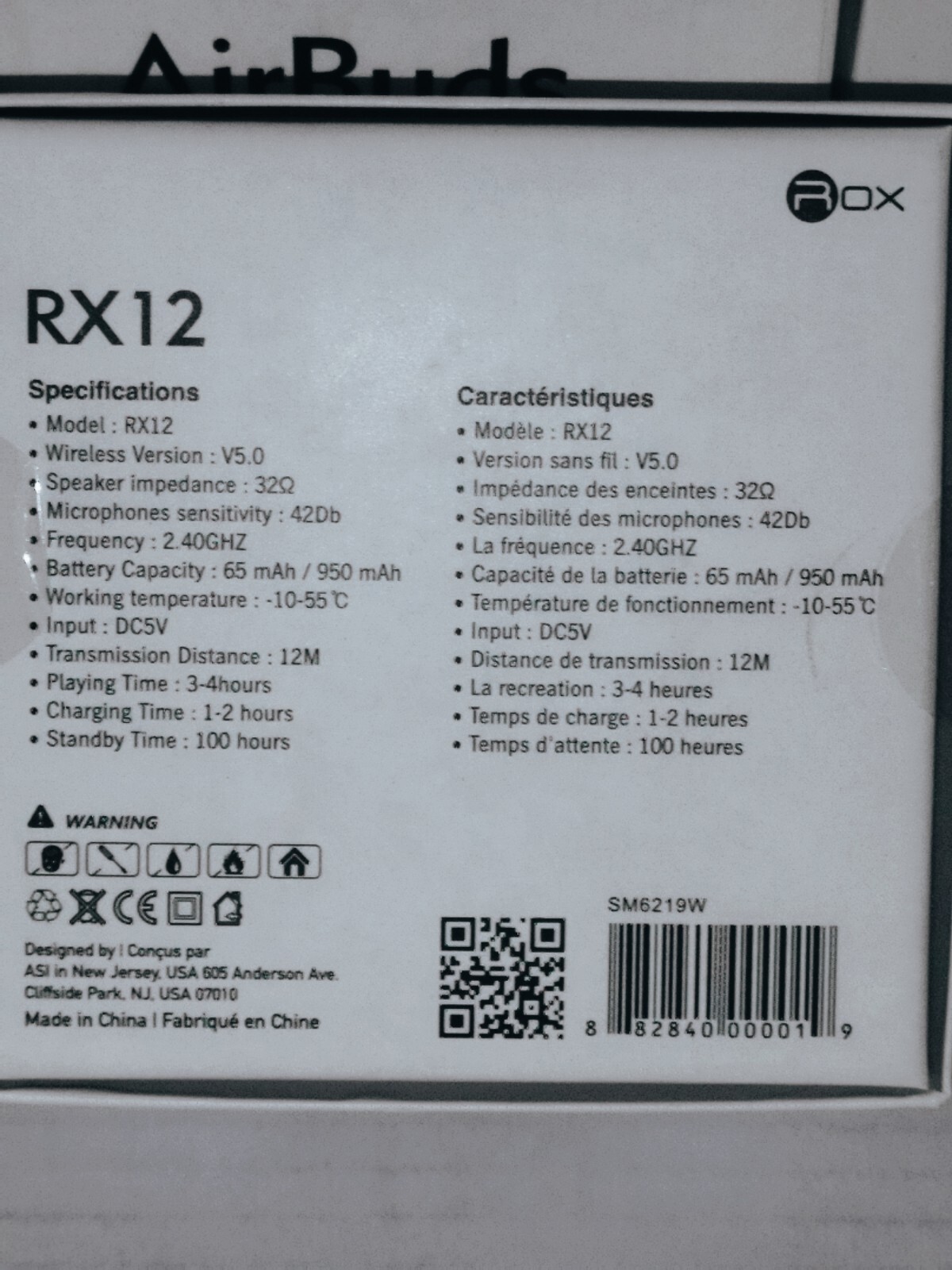 10x ROX RX12 Wireless Airbuds – White