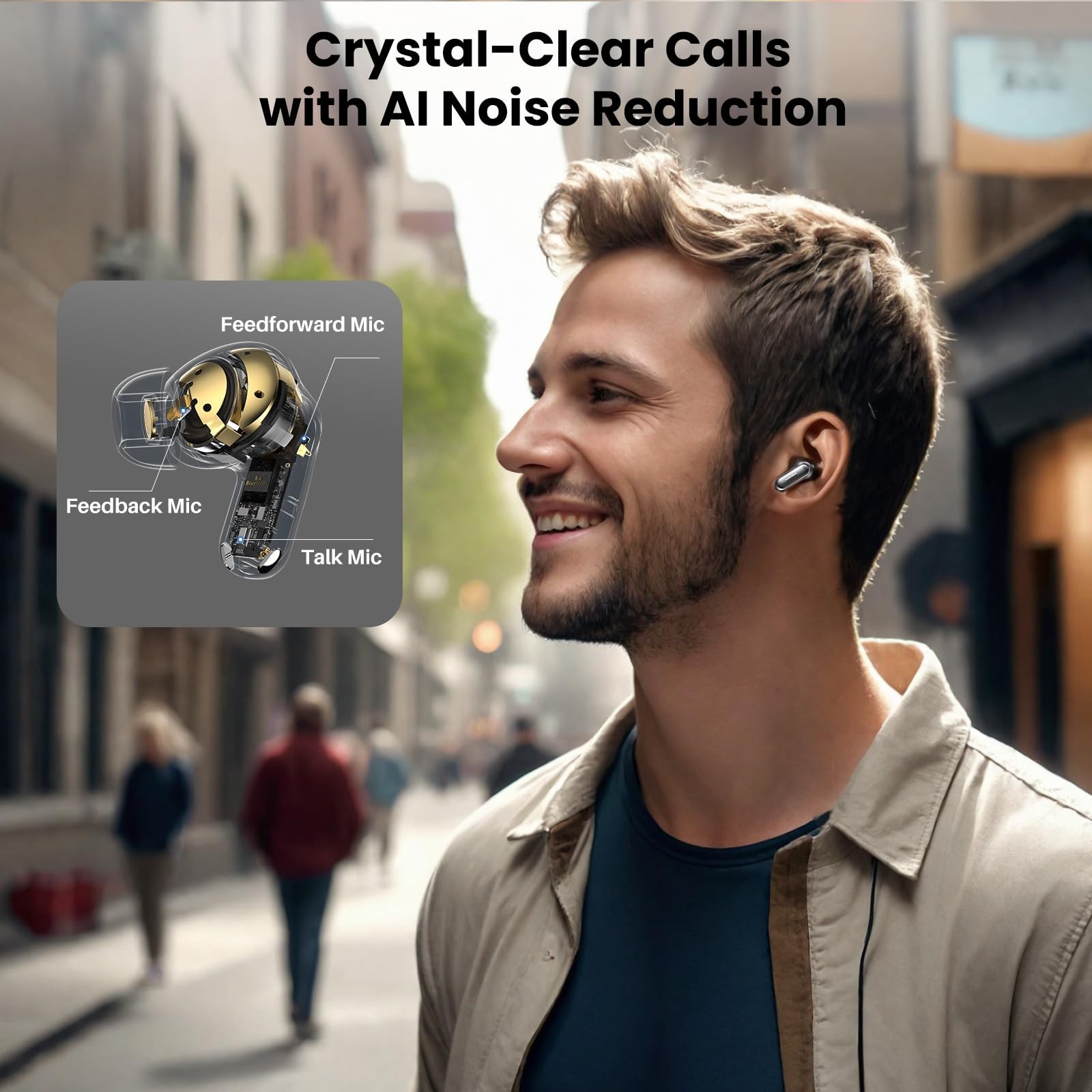 Active Noise Cancelling Wireless Earbuds, Hi-Res LDAC Sound, 80H Playtime, IPX8