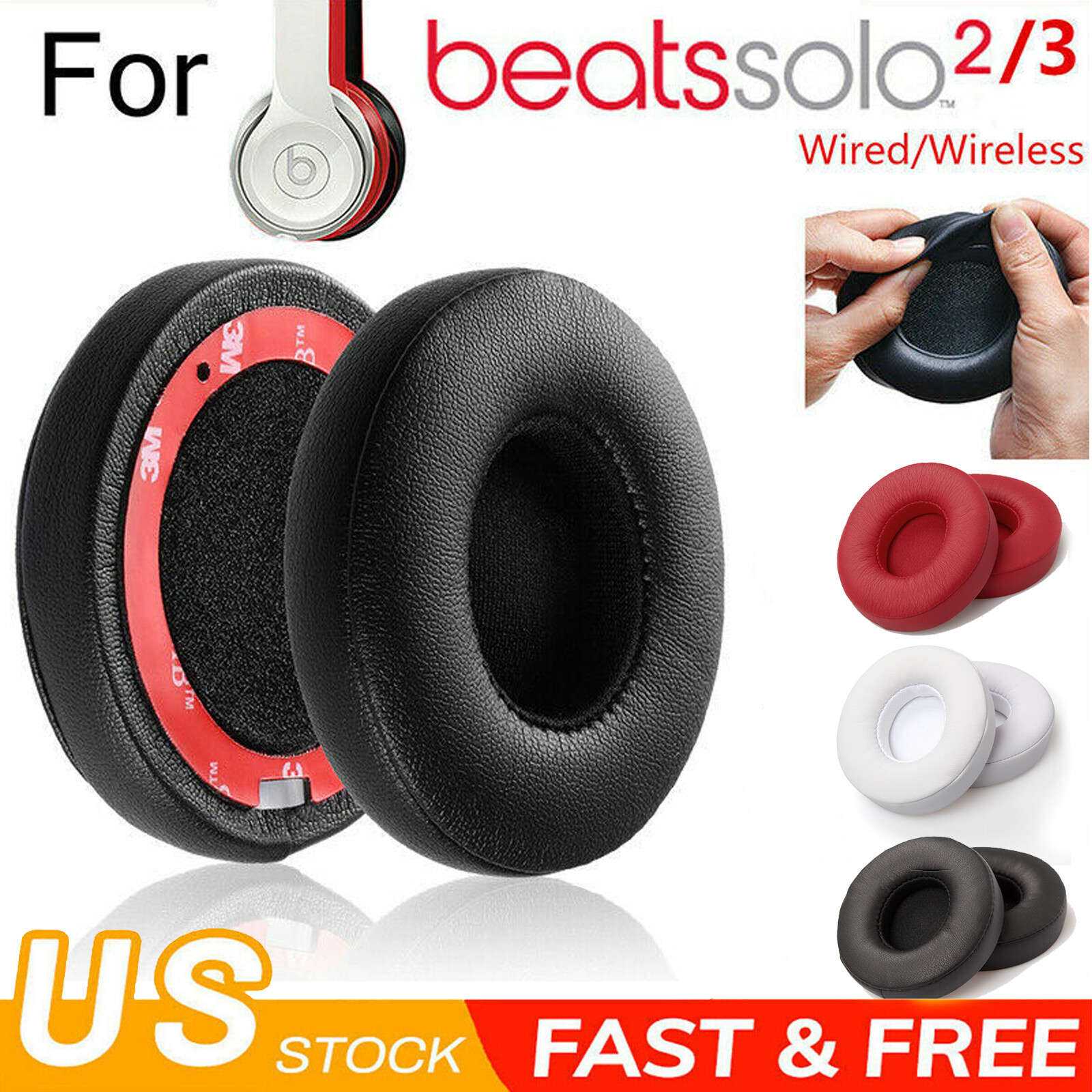 4pcs Replacement Ear Pads for Beats Dre Solo 2 Solo 3 Wireless / Wire Headphones