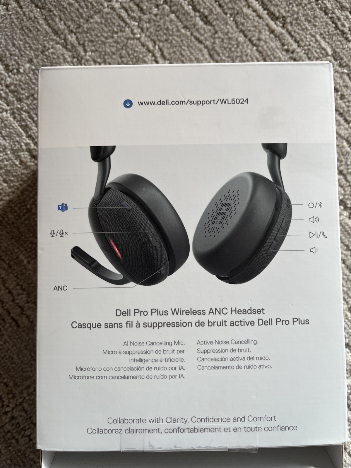 NEW Dell WL5024 Pro Wireless ANC Headset – Hybrid Active Noise Cancel – See Desc