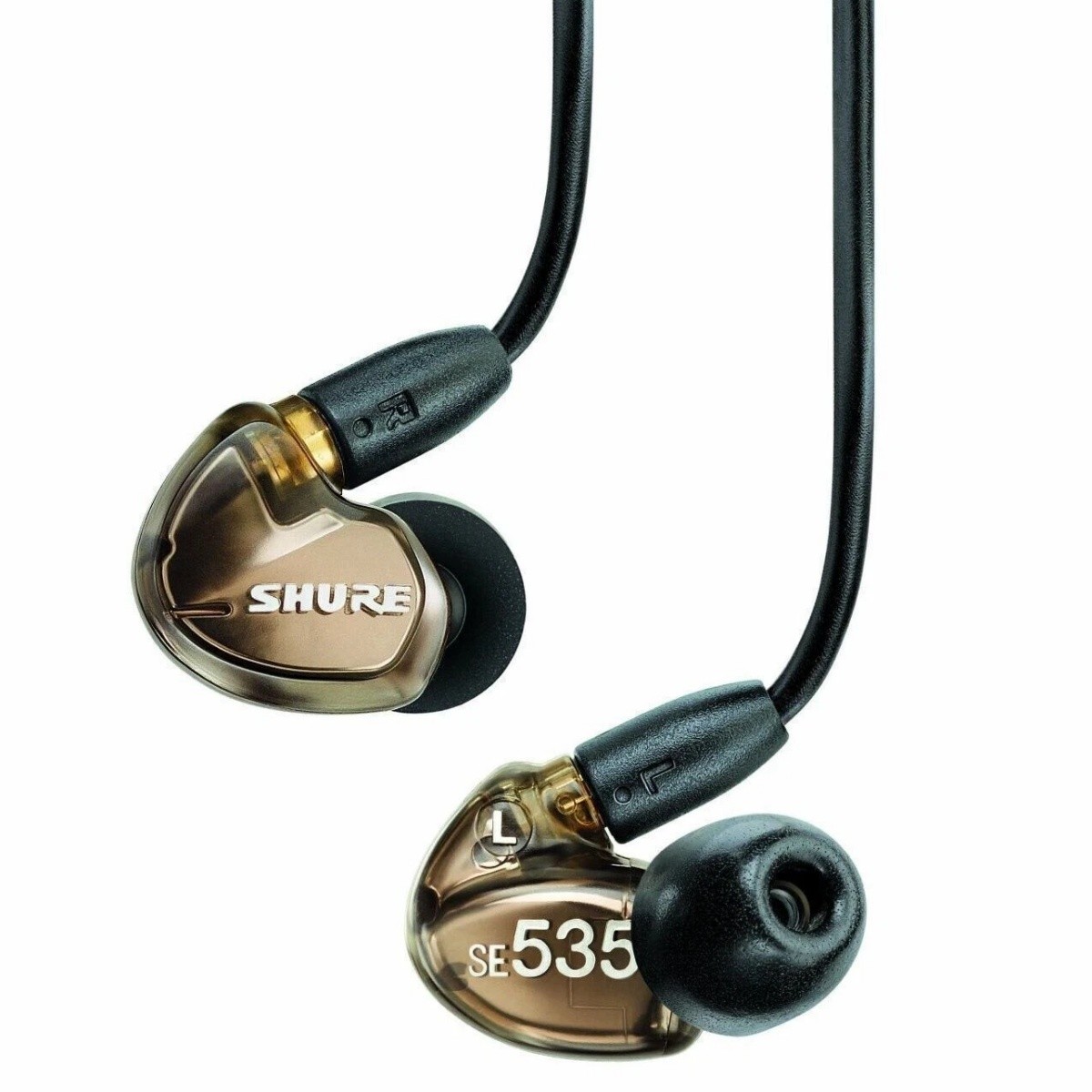 Shure SE535 Sound Isolating Earphones with 3.5mm Pro Cable – Black Gold Earbuds