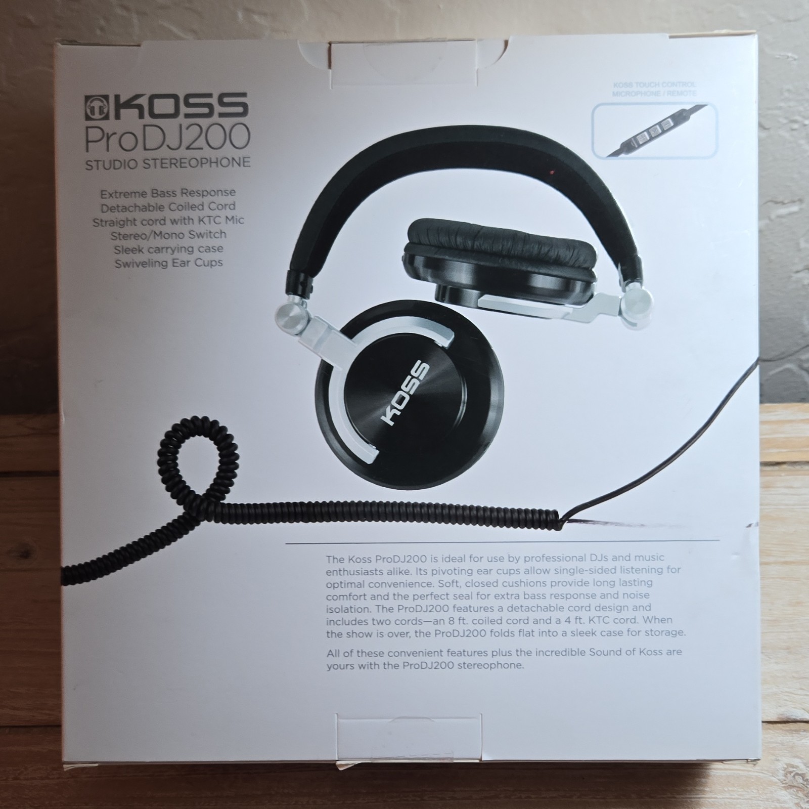 Koss ProDJ200 Black/Silver DJ Headphones 3.5mm Detachable Coiled Cable Mic