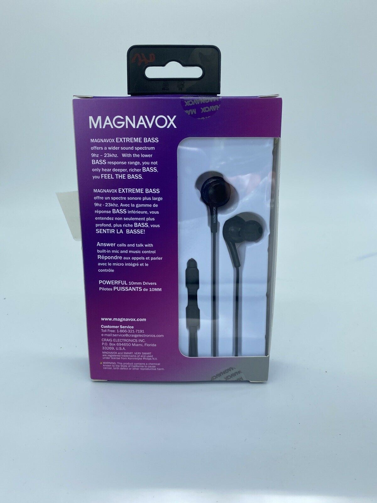 MAGNAVOX Black MHP4857-BK In-Ear Silicon Earbuds Extreme Bass Mic COMBINESHIP