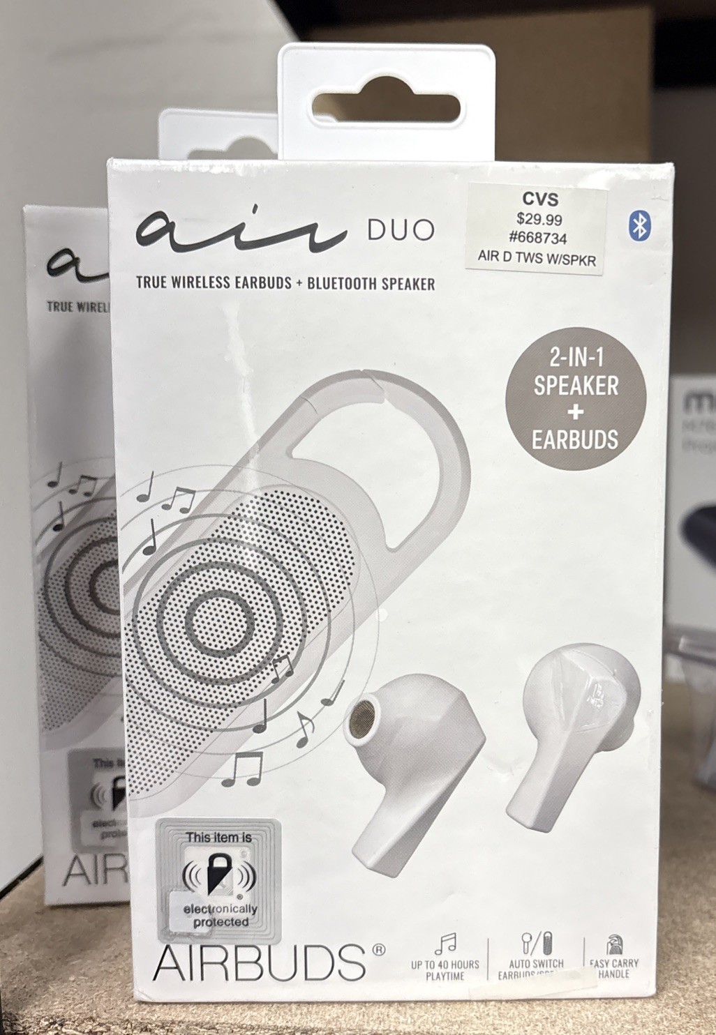 air DUO Airbuds – 2 In 1 Speaker & Wireless Earbuds. White.