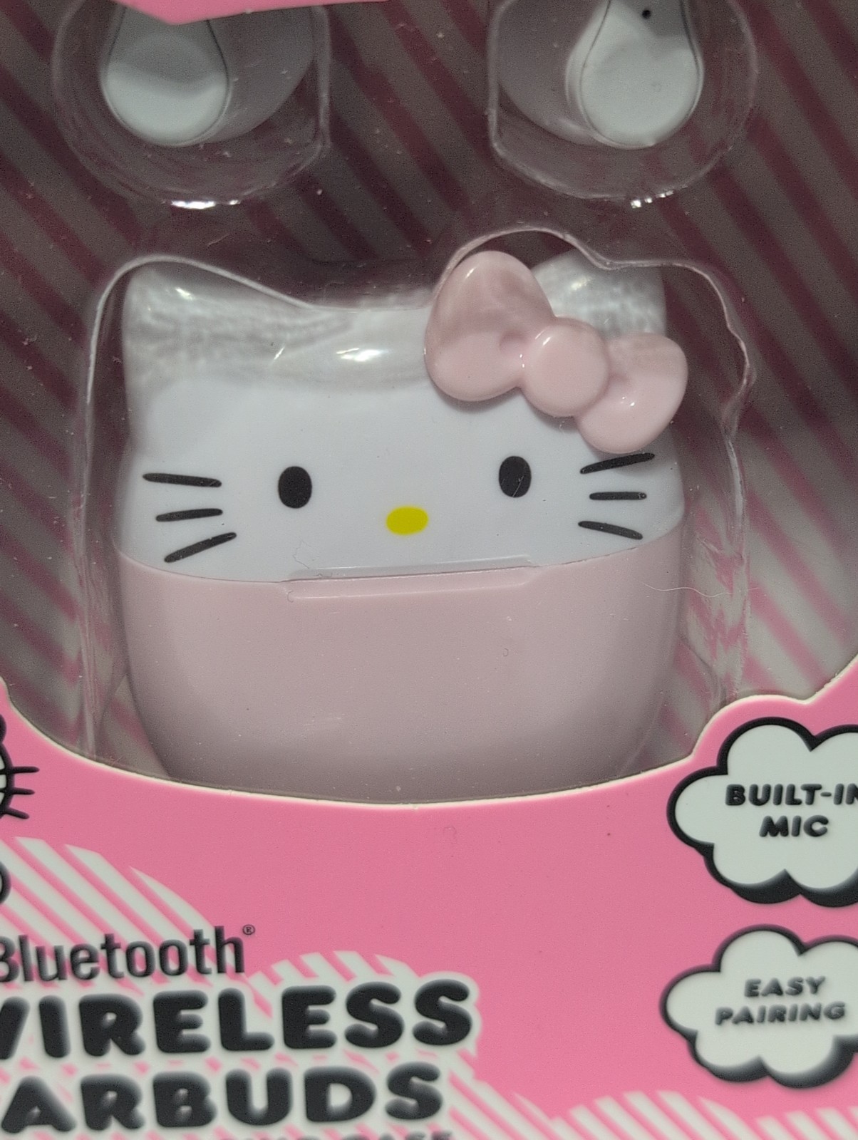Hello Kitty Sanrio Wireless Earbuds w Pink Charging Case Built in Mic Gift NEW