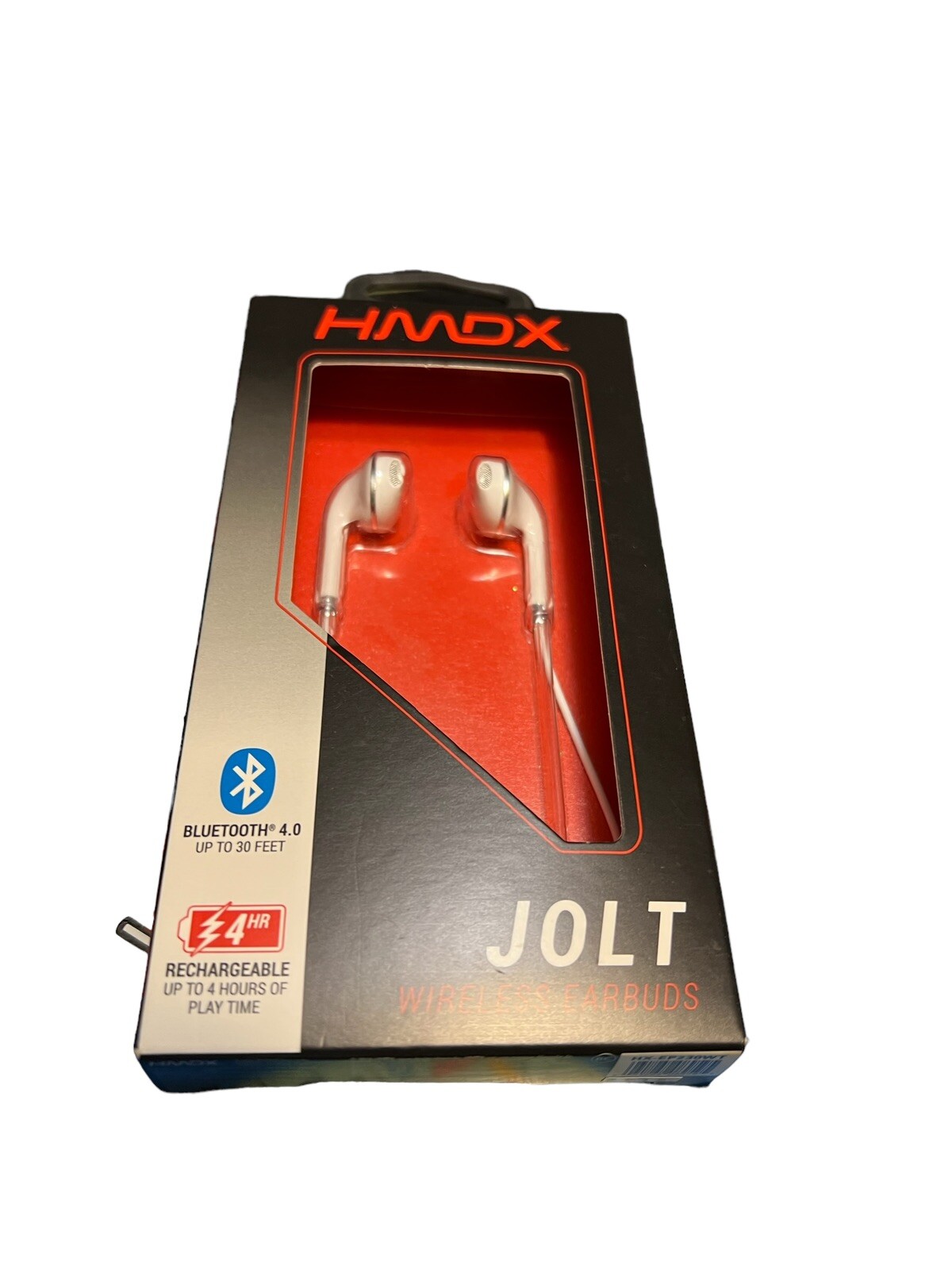 HMDX Jolt Wireless Earbuds White Bluetooth 4.0 Hands Free Rechargeable New