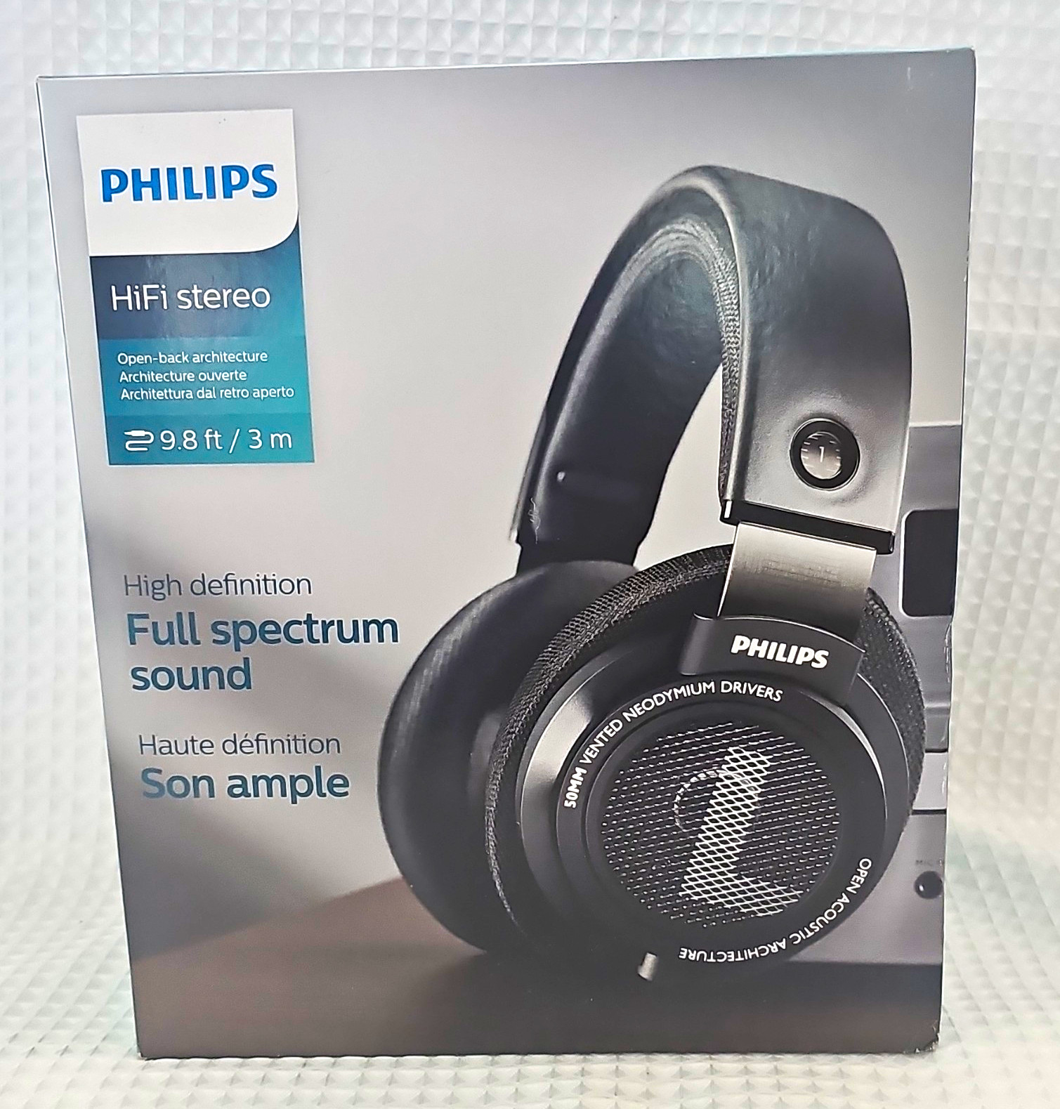Philips SHP9500 Open-Back Over-Ear HiFi Headphones 50mm 3m Cable Black