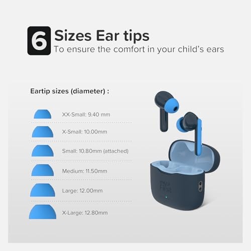 myFirst Carebuds Kids Earbuds Ear Pods – Also for Adults, Bluetooth, Space Blue
