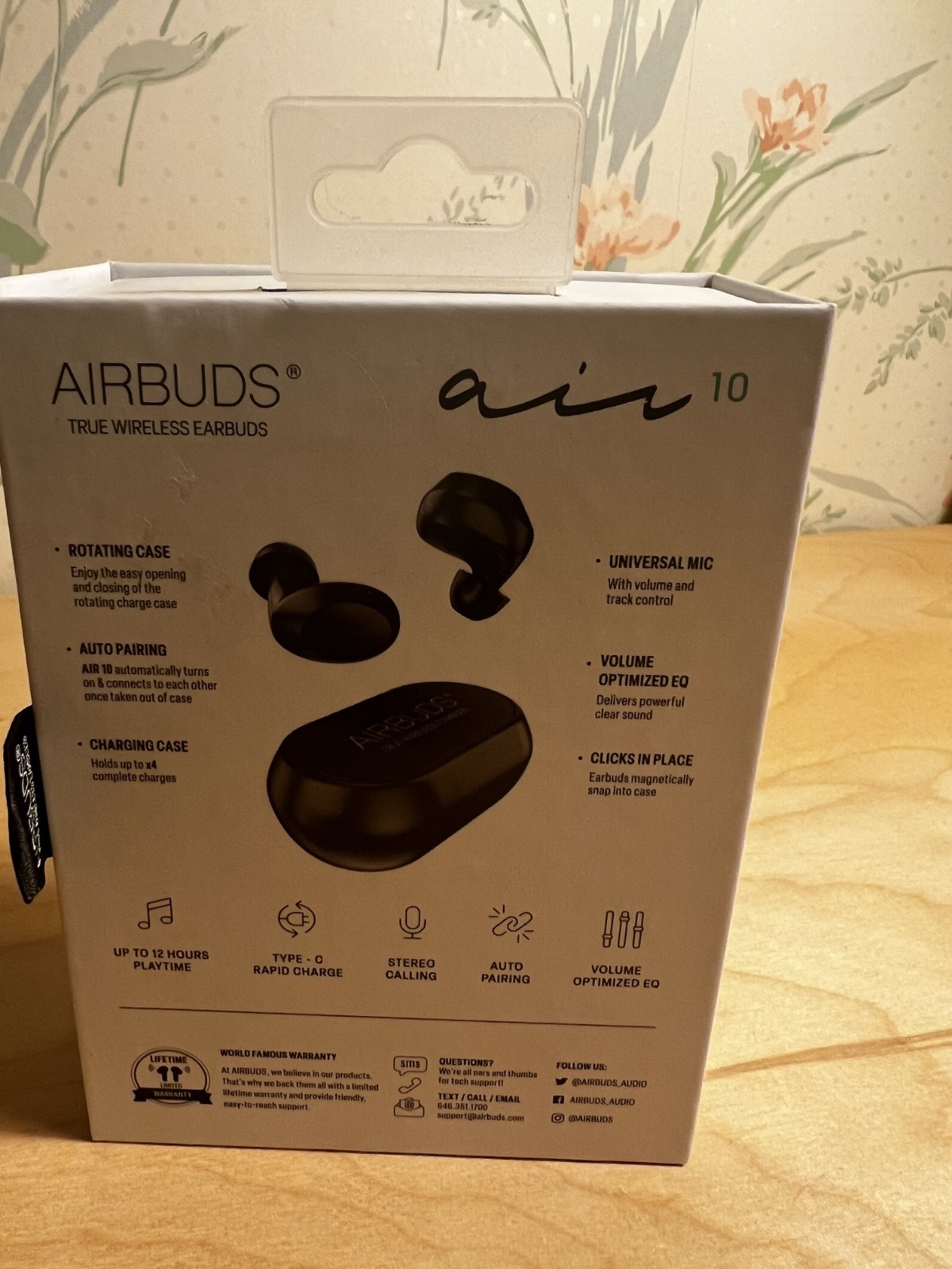 AIR 10 TRUE WIRELESS EARBUDS PRECISION DINAMIC SOUND UP TO 12 HOURS PLAYTIME