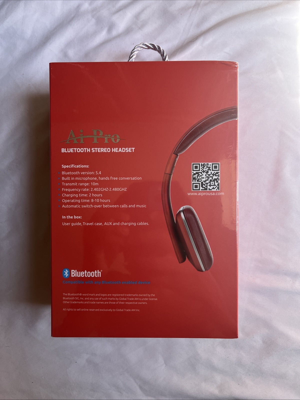AiPro-200 Plus Dual Bluetooth Stereo Headphones Red Wireless Headset Premium