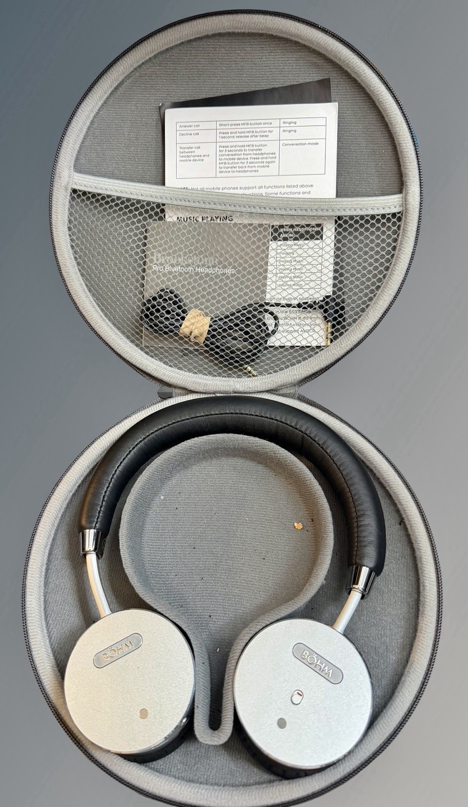 BÖHM B66 Wireless Bluetooth ANC Over-Ear Headphones Silver/Black w/ Case
