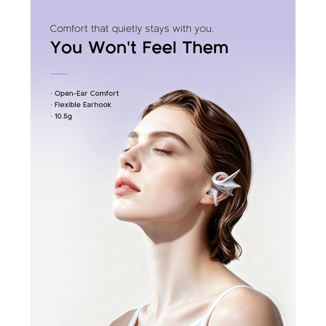 REAL YOUNG H700 Elegant Jewelry-Inspired Open-Ear Earbuds for Women Dragon Wing