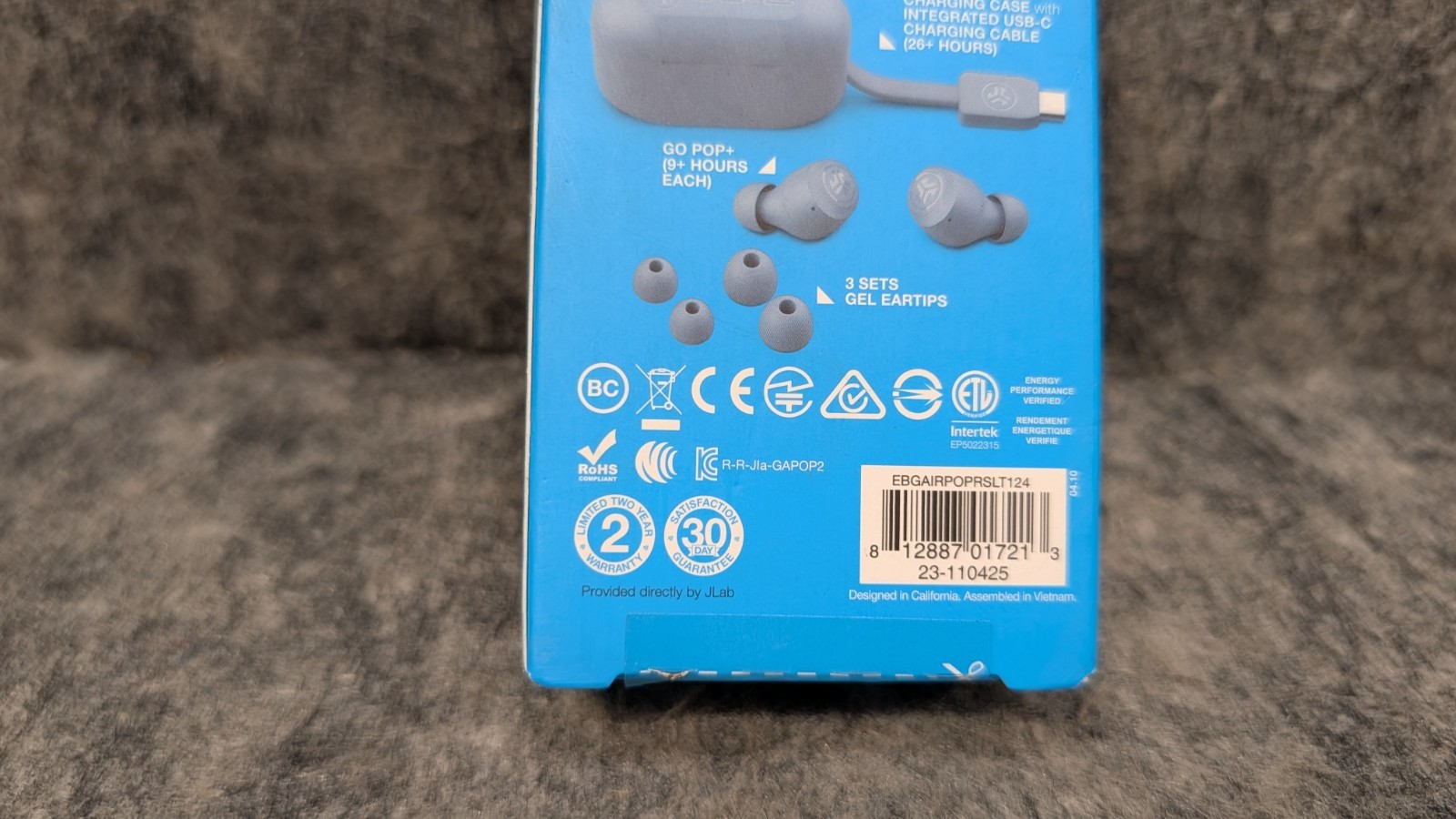JLab Go Air Pop True Wireless Bluetooth Earbuds + Charging Case, Slate, Dual