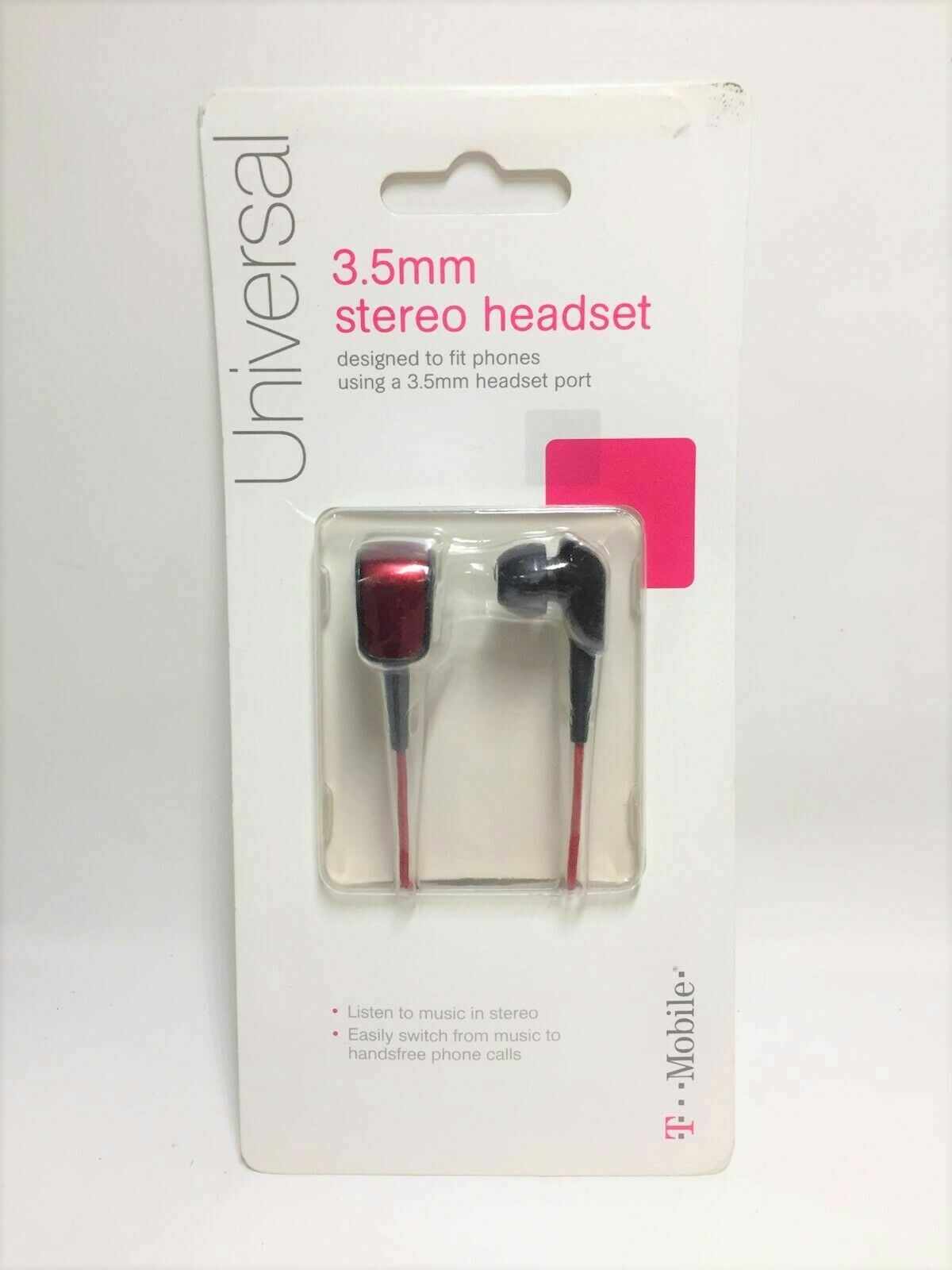 T-Mobile Stereo String Headset 3.5mm W/ Mic Original TMobile – Red/Black