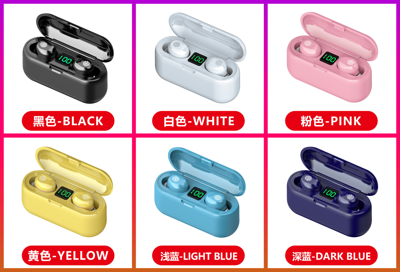 M10M30 Bluetooth Headset High-Capacity Wireless Private Model TWS New F9 Smiley