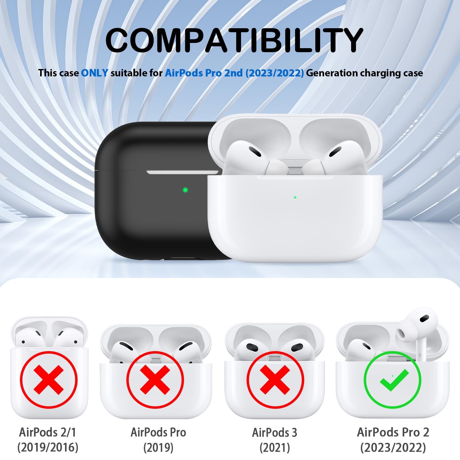 for AirPods Pro 1st/2nd Generation Case Cover, Military Grade Anti-Fall Soft Sil