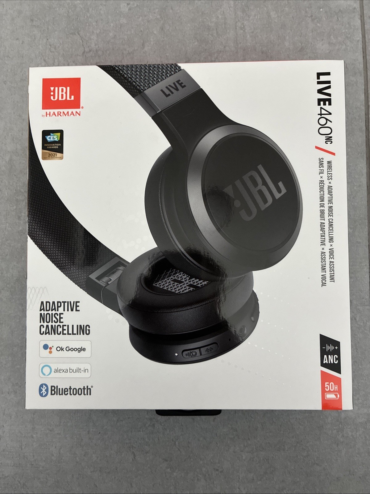 JBL Live 460NC Wireless Bluetooth On-Ear Headphones Black