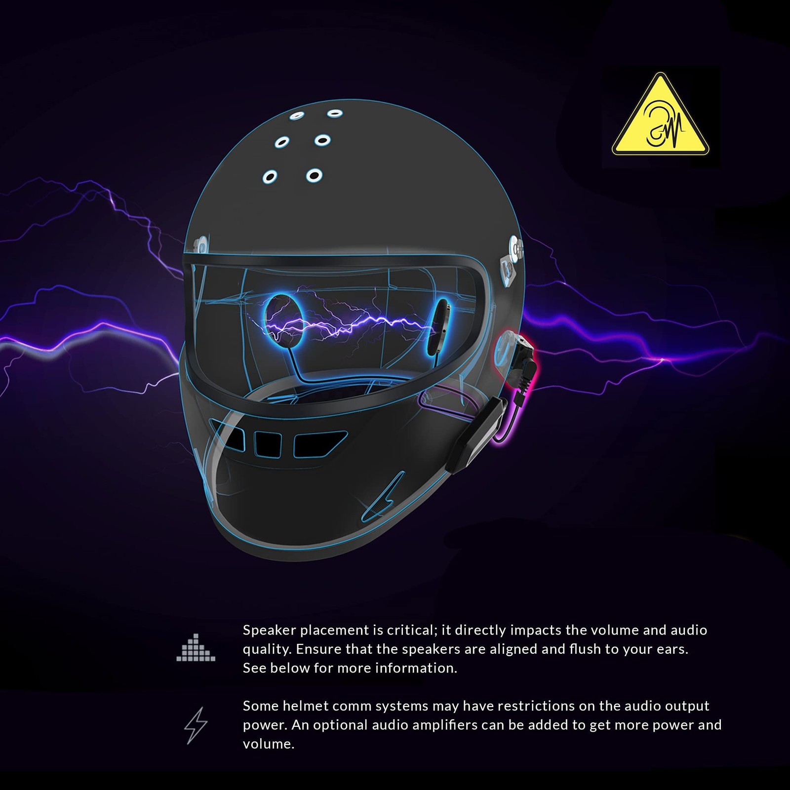 I A S U S High Performance Helmet Speaker Headphones with a 3.5mm Black