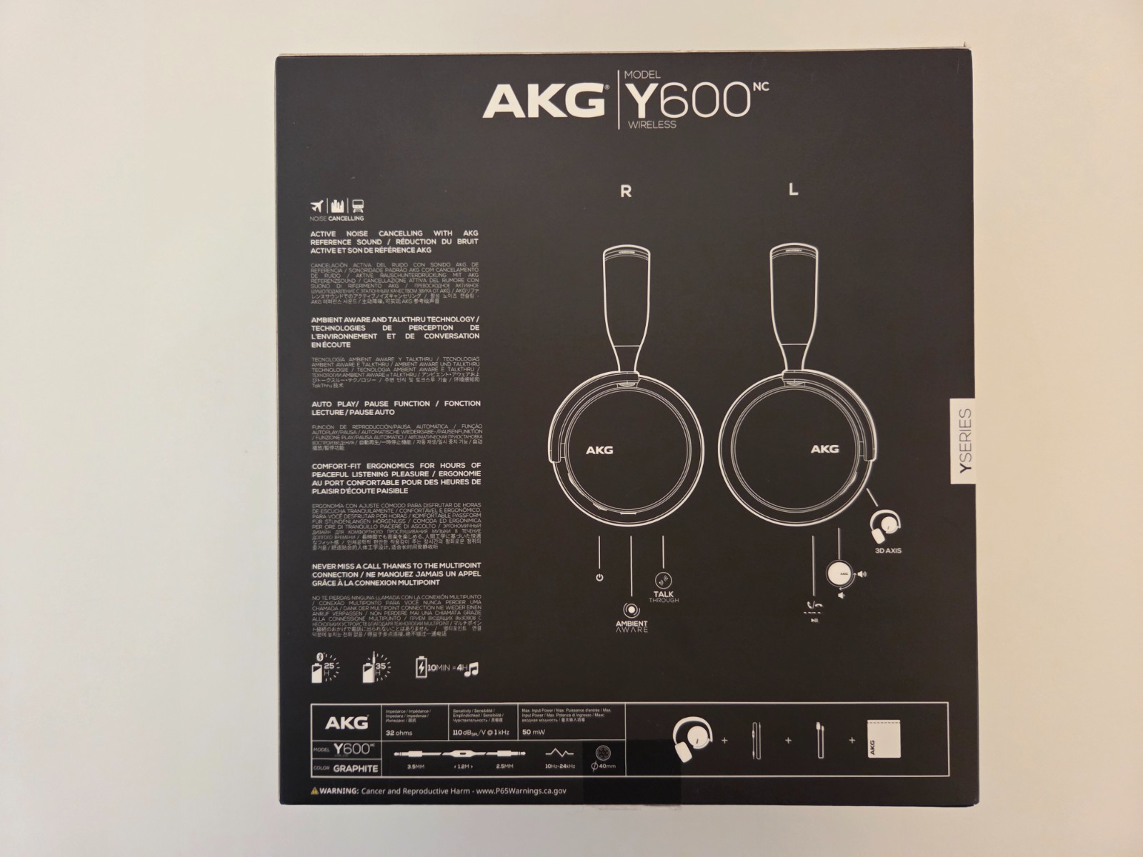 Samsung AKG Y600NC Noise Cancelling Bluetooth Headphones – Graphite Black