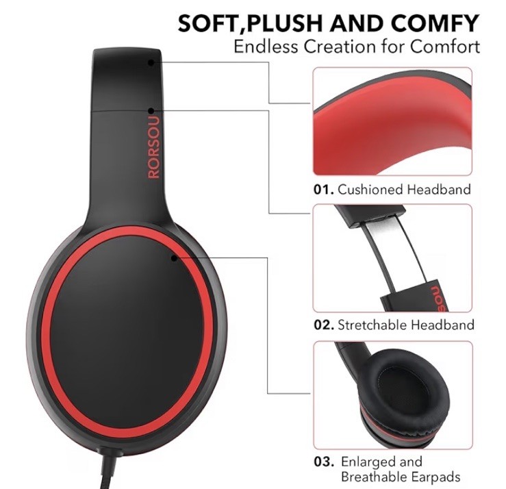 ✅NEW! Over-Ear Headphones with Microphone with 1.5M No-Tangle Cord.