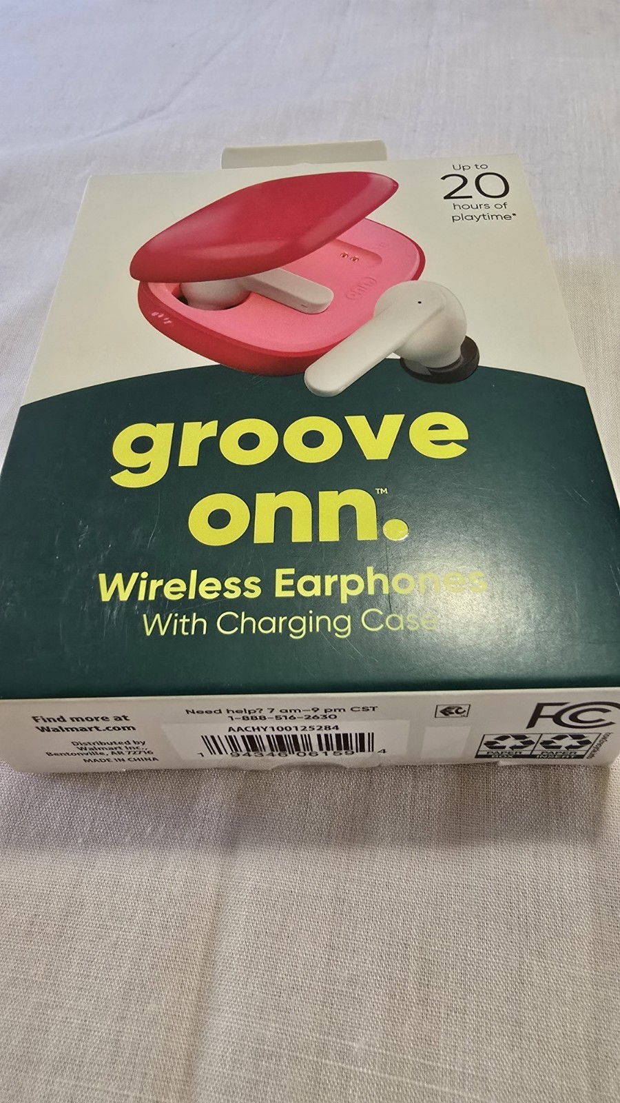 ONN Groove Wireless Bluetooth In-Ear Earphones Pink White w/ Charging Case