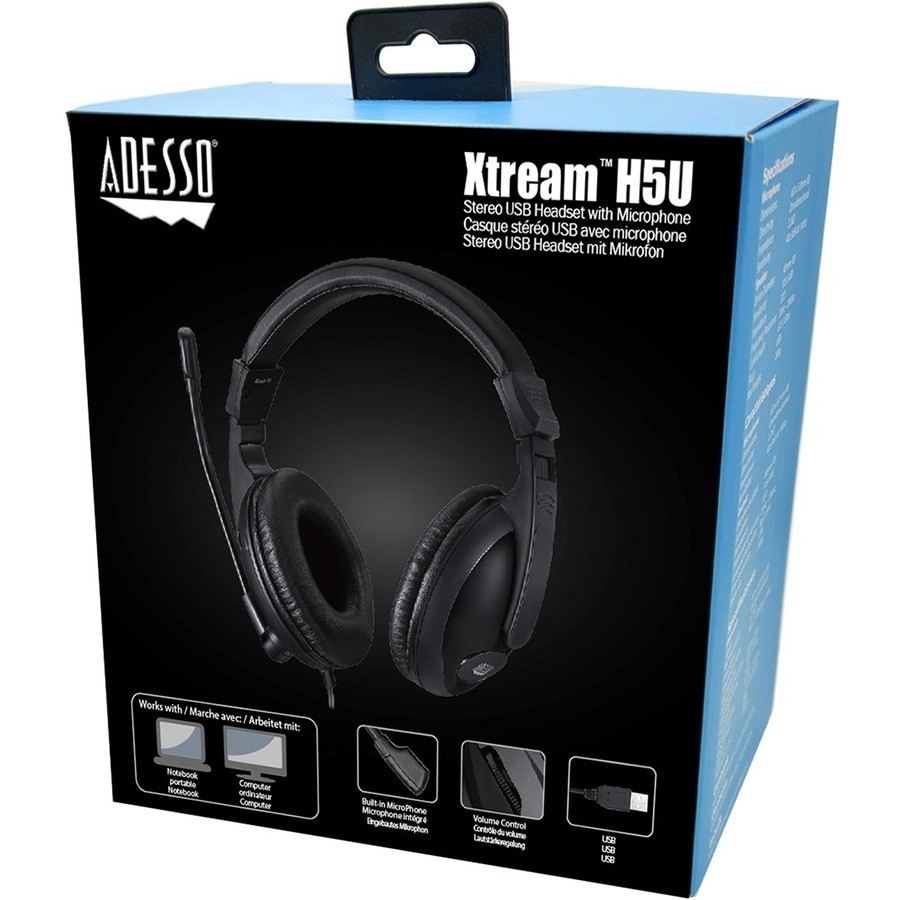 Adesso Xtream H5U – USB Stereo Headset with Microphone – Noise Cancelling – Wire