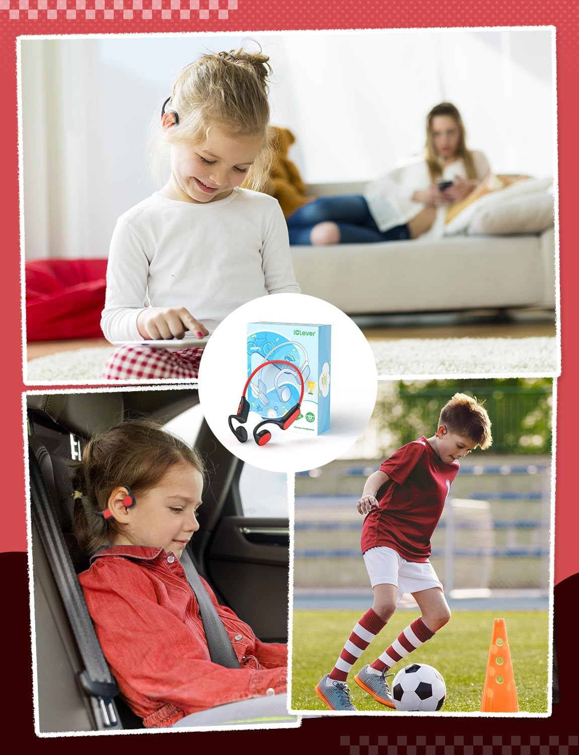 Kids Headphones, Bluetooth 5.4 Air Conduction Open Ear Headphones, Safe Volume 7