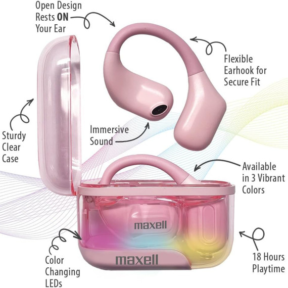 Maxell OWS Pro Bluetooth Open Earhooks (Pink)