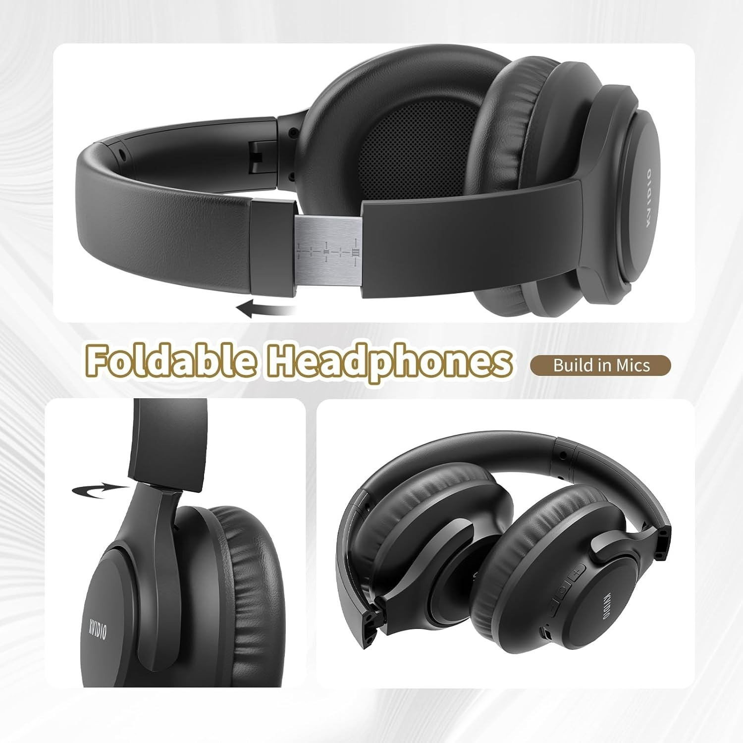 Bluetooth 5.4 Over-Ear Headphones with Deep Bass & 33 Ft Range – Black