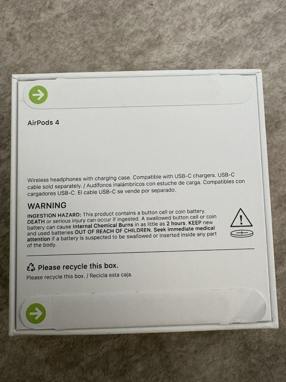 Apple AirPods 4 Wireless Bluetooth In-Ear Earbuds White USB-C MXP63LL/A A3050