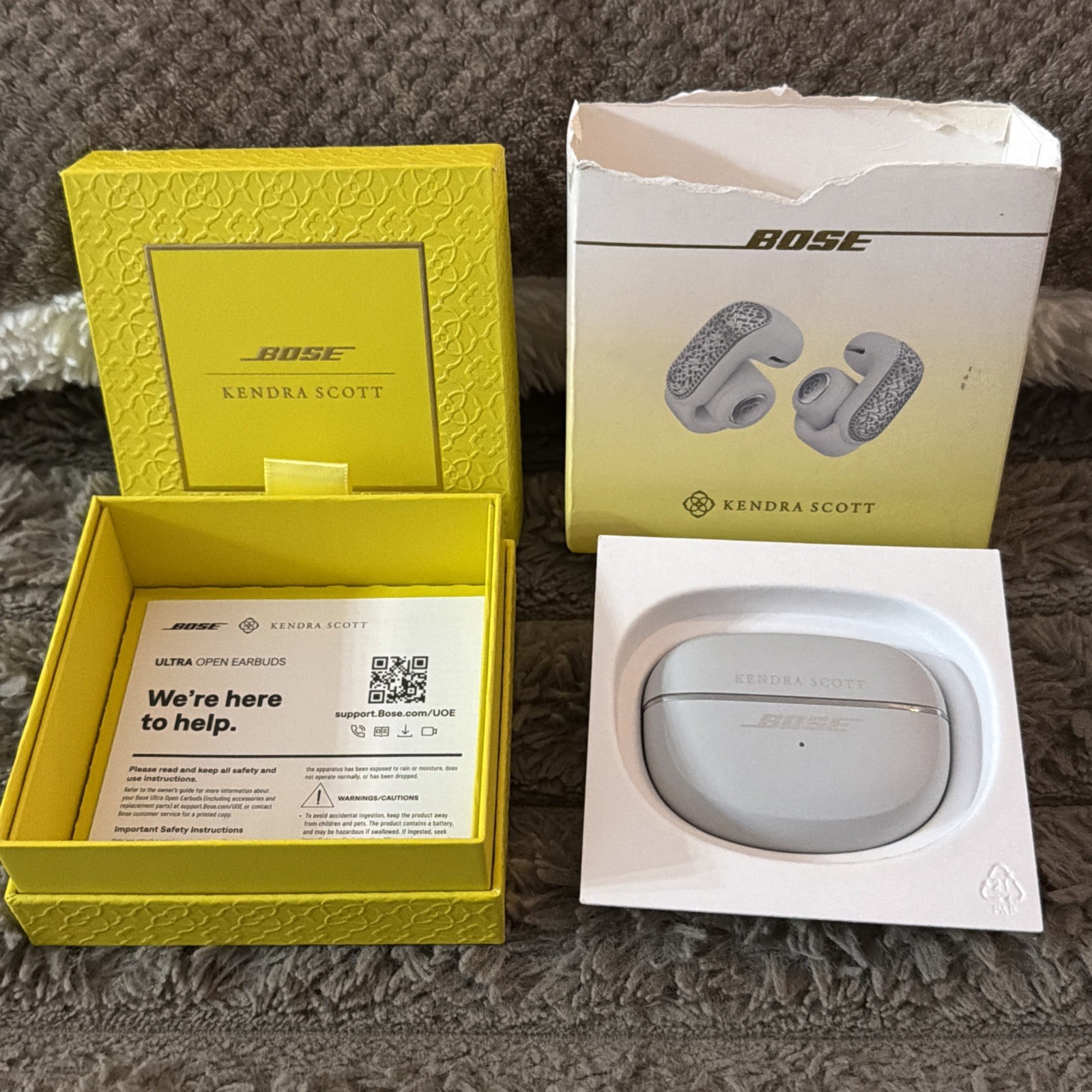 Bose x Kendra Scott Ultra Open Earbuds – Rhodium Filigree “Missing Charger”