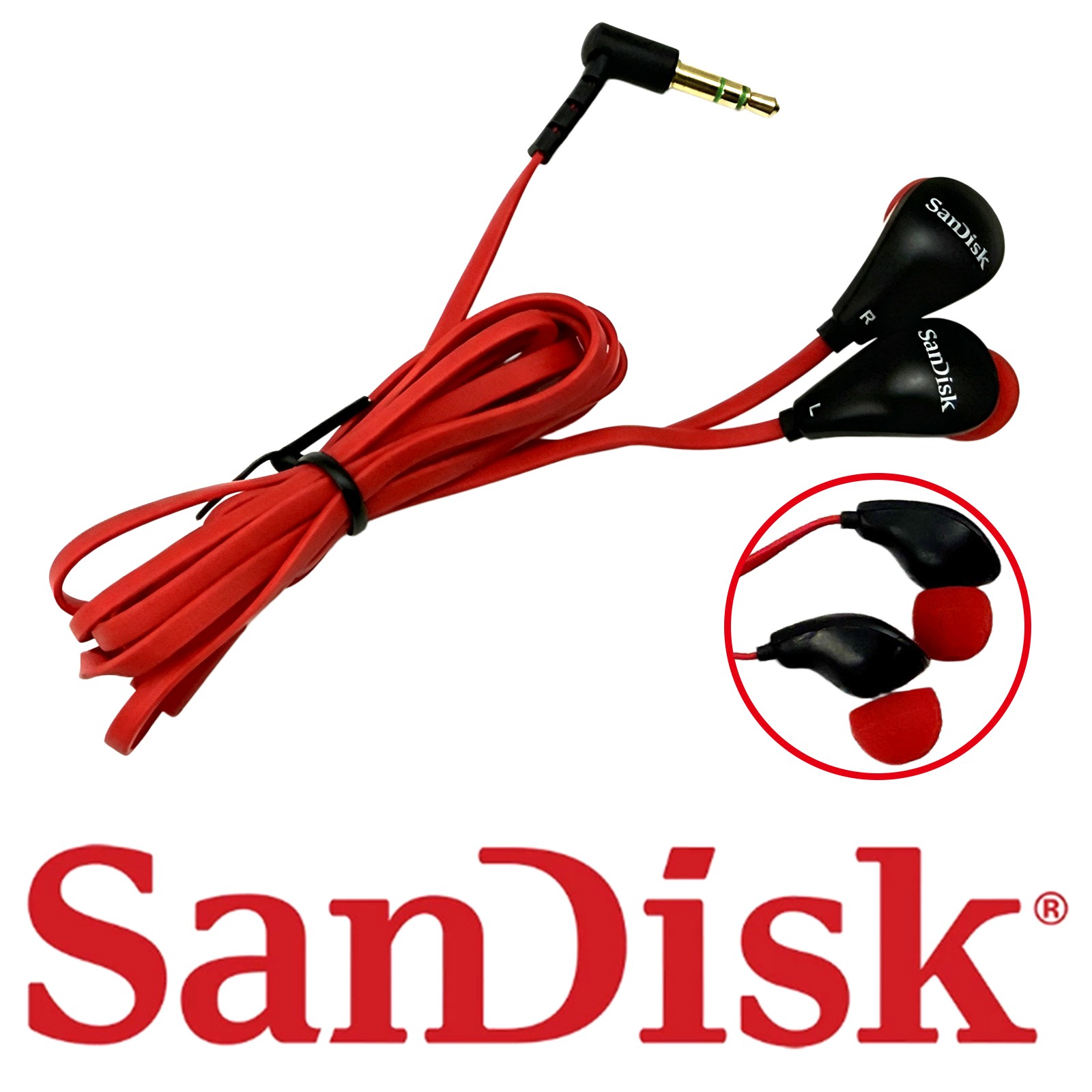 Genuine Sandisk Wired In-Ear Sport Hifi Earphone Earbuds Over Ear Hook Headphone