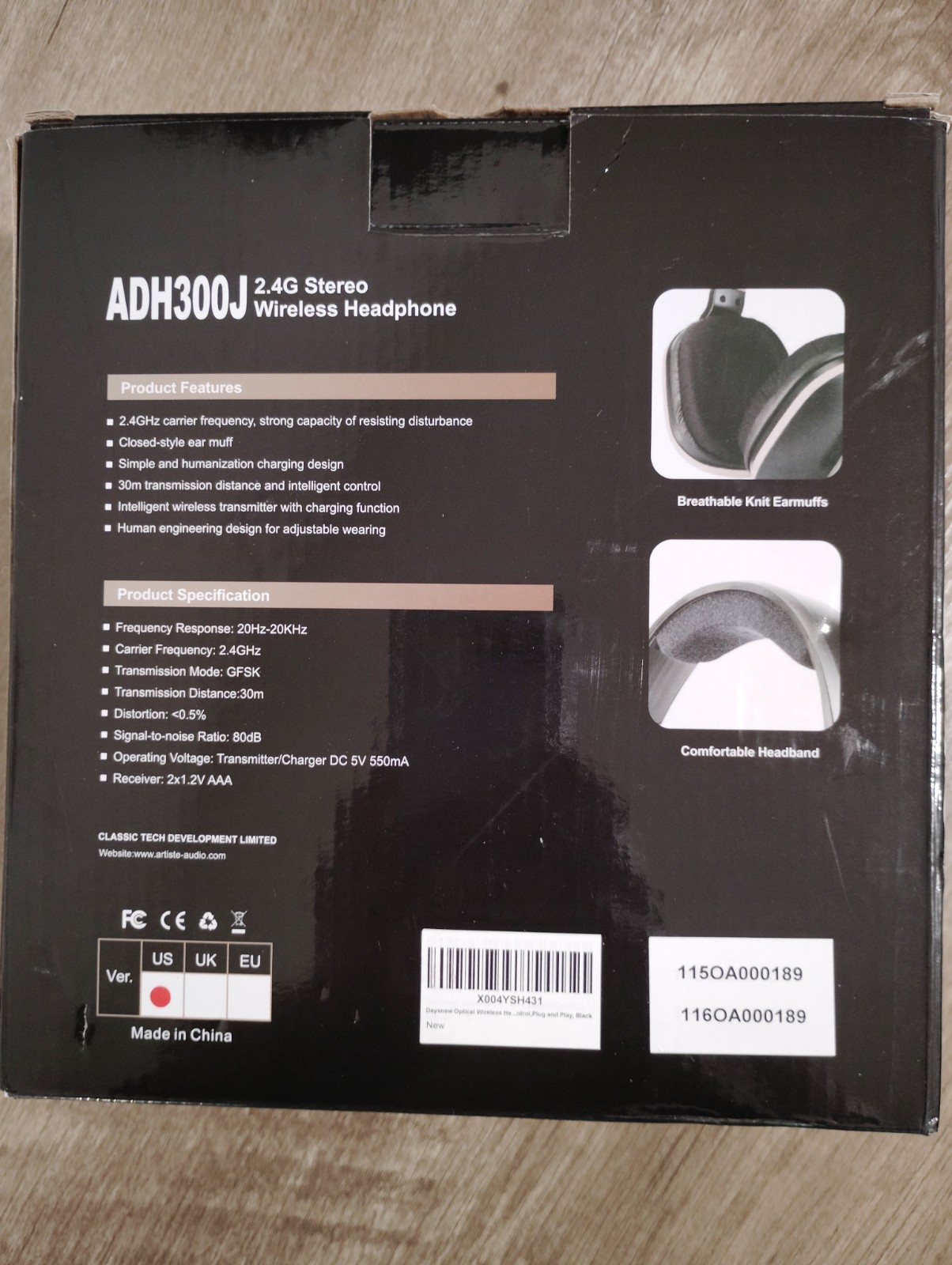 DAYSNEW ADH300J Wireless TV Headphones 2.4G RF Charging Dock Optical RCA AUX