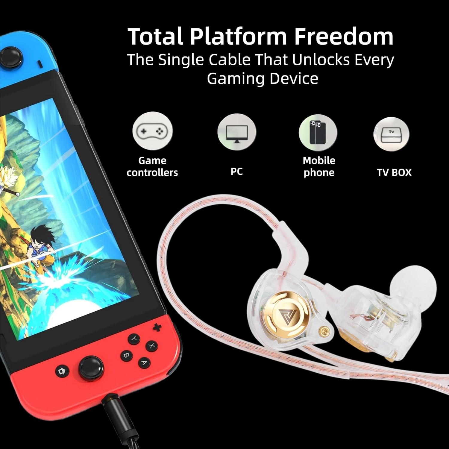 Gaming Earbuds with MIC, in Ear Headphones Music Video Calling (Transparent)