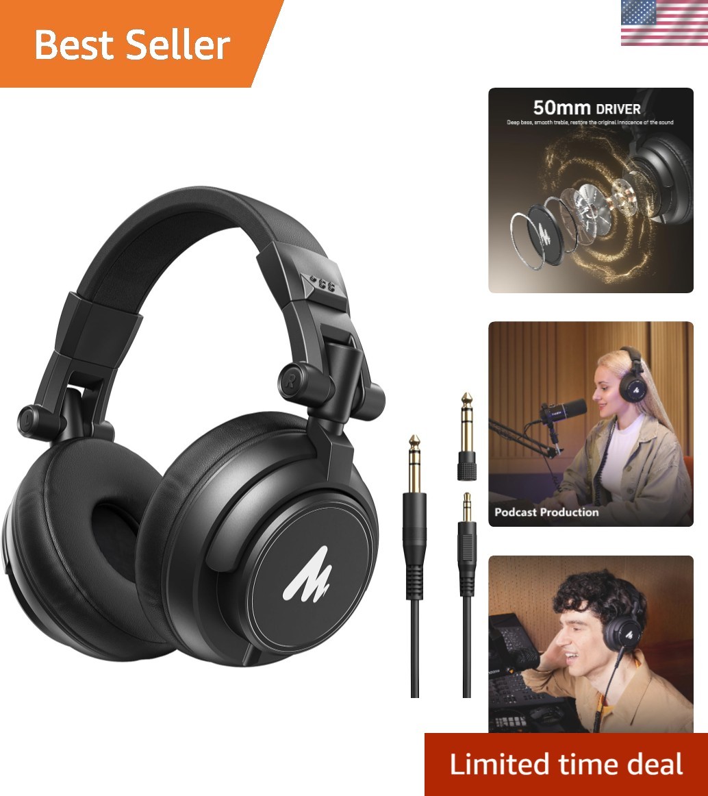 MH601 Studio Monitor Headphones – 50mm Drivers for Professional Audio Excellence