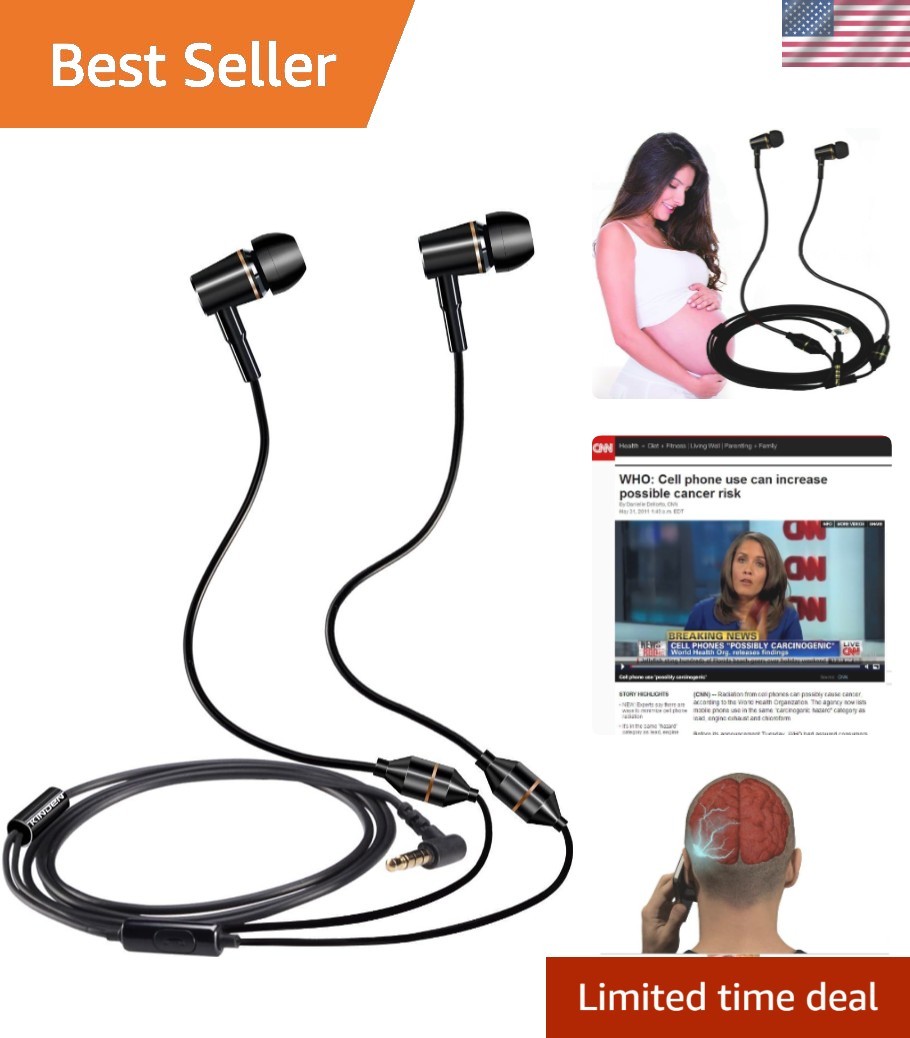 Lightweight Anti-Radiation Headphones: Comfortable Earbuds for 3.5mm Devices