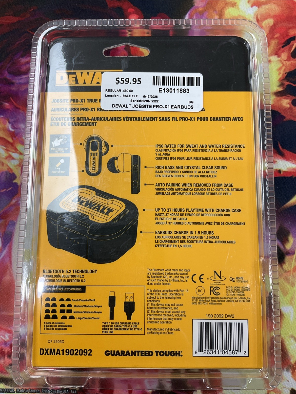 DEWALT DXMA1902092 Pro-X1 Jobsite Bluetooth Earbuds – Black/Yellow / Ships Fast!