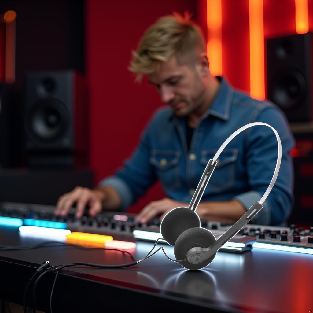 Classic Black Retro Over-Ear Headphones – Ideal for Music Lovers & Professionals