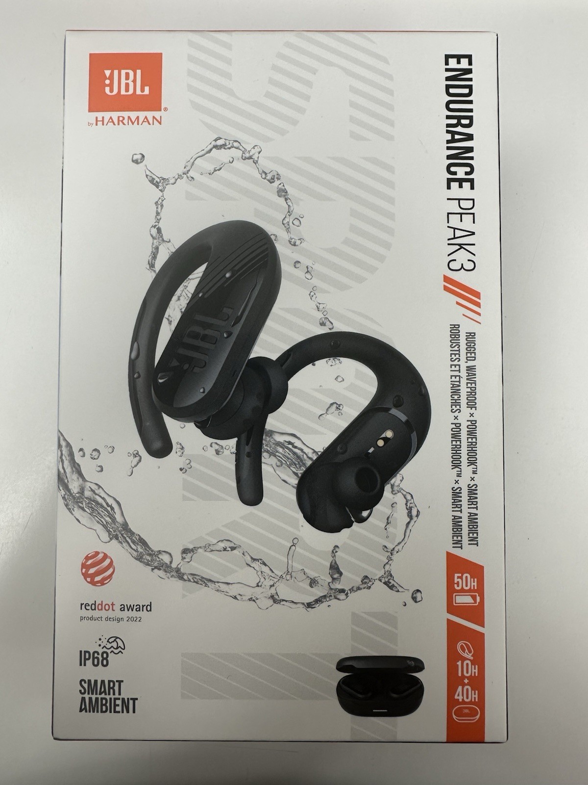 JBL Endurance Peak 3 True Wireless Bluetooth In-Ear Headphones Black Brand New