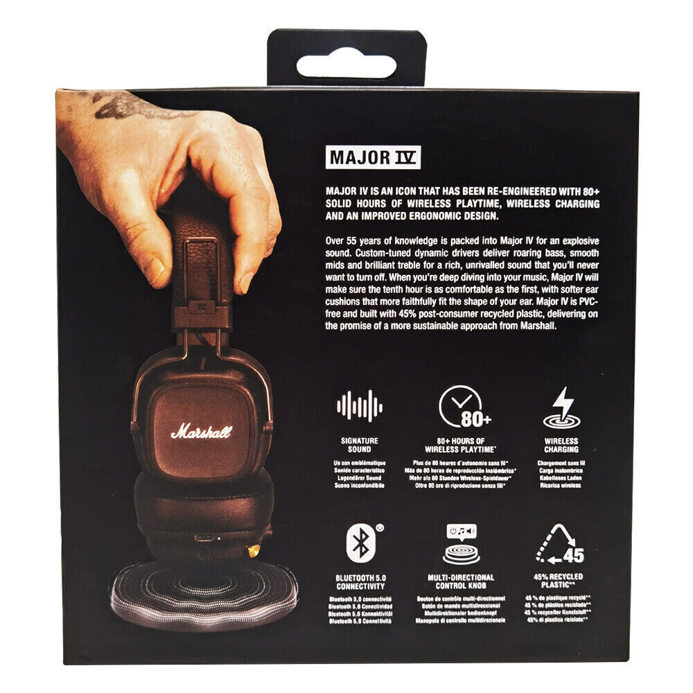 1Pack Major IV Bluetooth Headphone with wireless charging Black/Brown