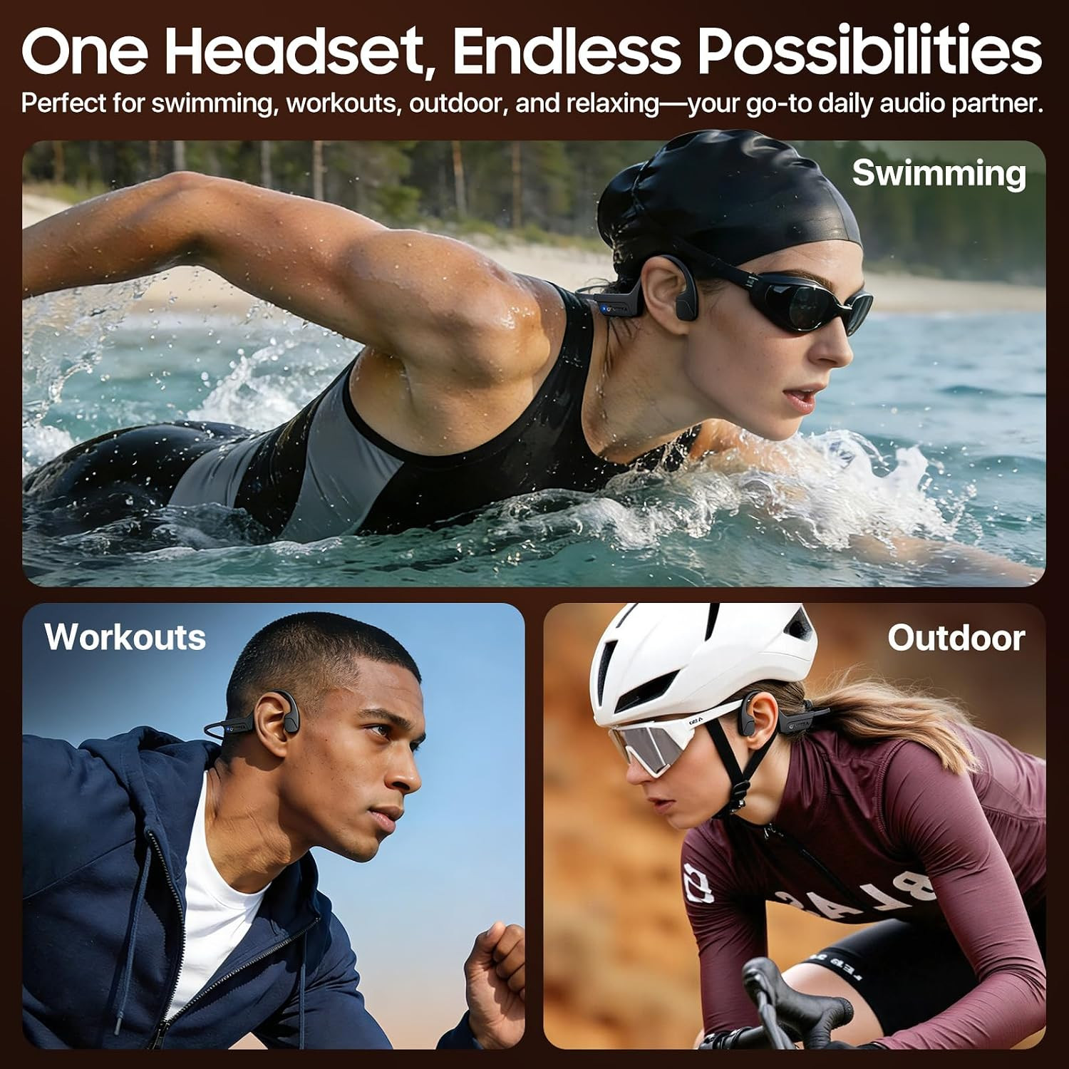 Bone Conduction Headphones, IPX8 Waterproof Swimming Headphones with MP3 Mode 32