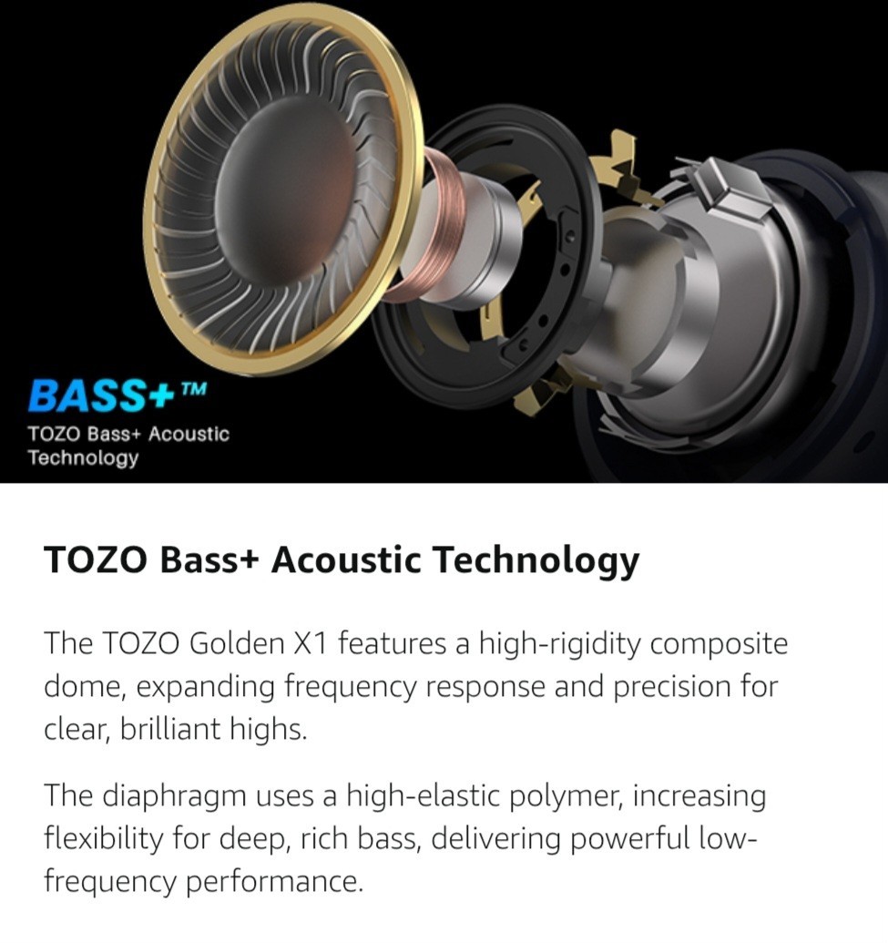 TOZO Golden X1 Galaxy Blue/Black Earbuds OrigX Pro, LDAC & Hi-Res Audio Wireless