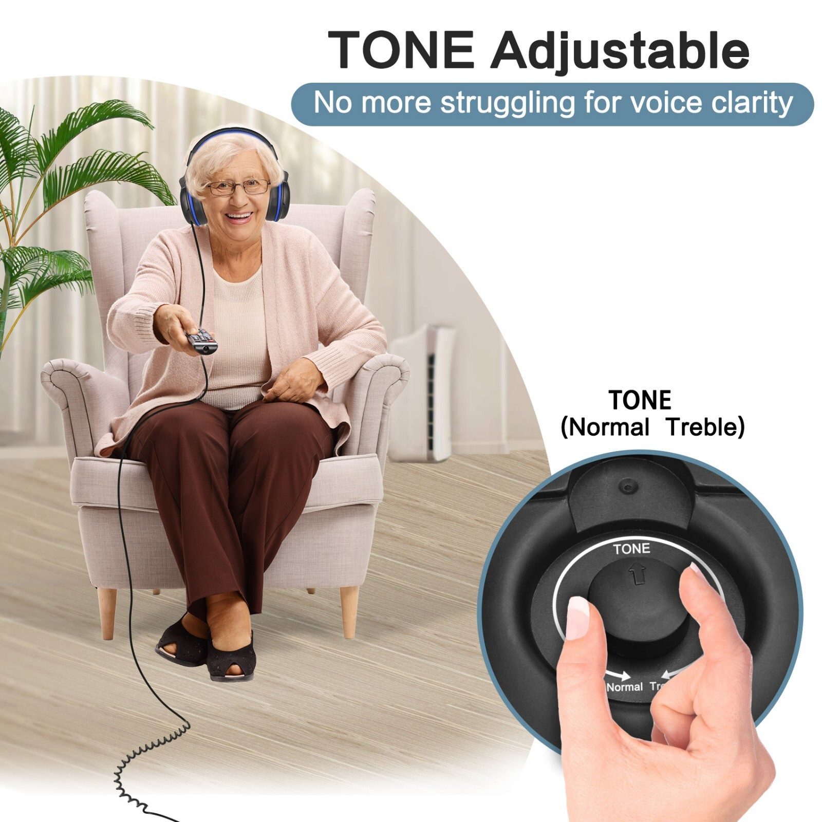 SIMOLIO Wired Long Cord Headphones for TV with Volume Amplified & Clear Dialogue
